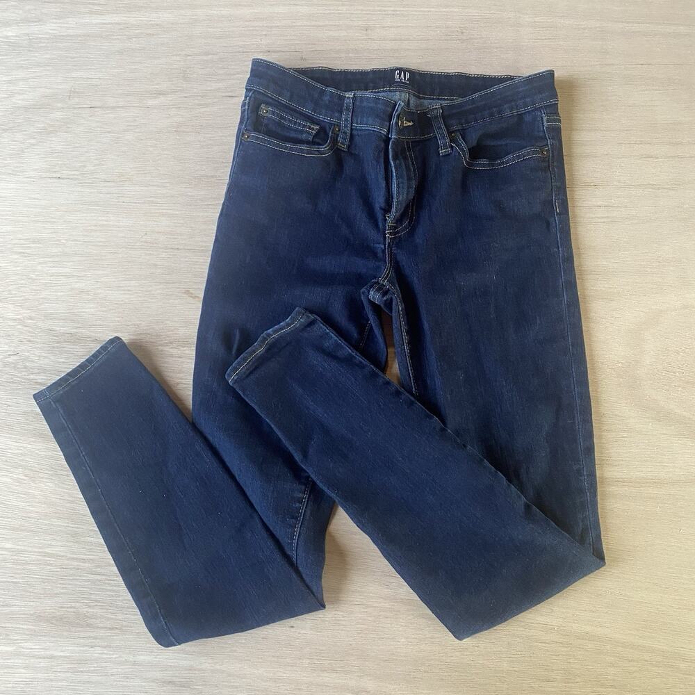 Gap Women’s Jeans Dark Blue Denim Mid Rise Jeggings Skinny Jeans Size 2/26